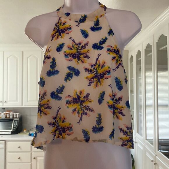 Charlotte Russe Tops - Crop top, sexy from Charlotte Russe, colorful palm trees Size M BNWT